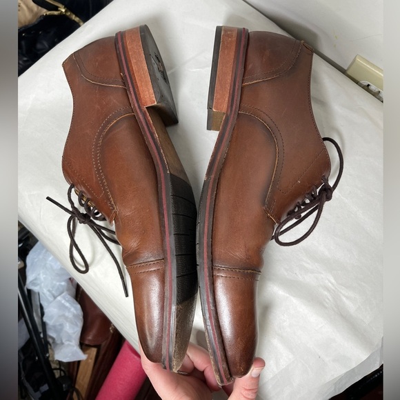 Men's Florsheim Cap Toe Oxford Cognac Brown Ortholite Size 9.5D - Picture 4 of 11